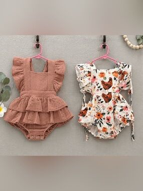 Floral Ruffle Baby Rompers